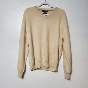 Alan Flusser 2 Ply 100 % Cashmere Men’s Large V Neck Pullover Yellow